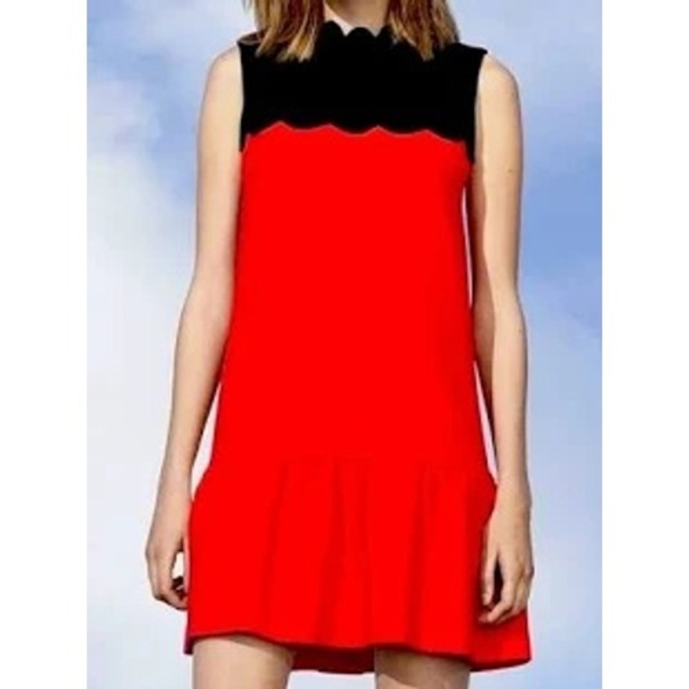 Victoria Beckham For Target scalloped dress women XS orange red mod mini NWT